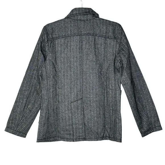 Sandrine Rose Empire Herringbone Wool Blend Blazer Gray Button Women Medium NWT