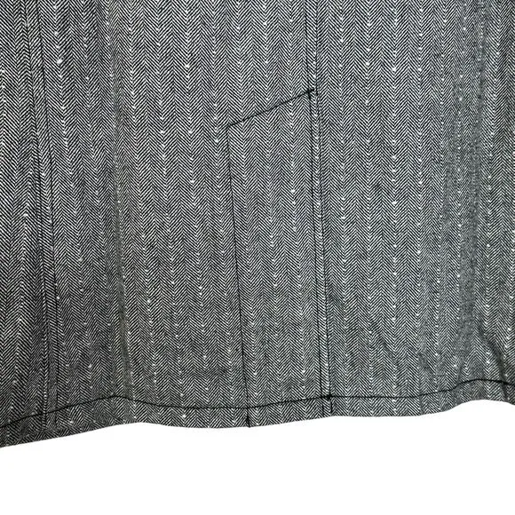 Sandrine Rose Empire Herringbone Wool Blend Blazer Gray Button Women Medium NWT