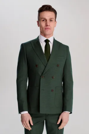 Sandro Linen Look Double Breasted Suit Jacket in Green