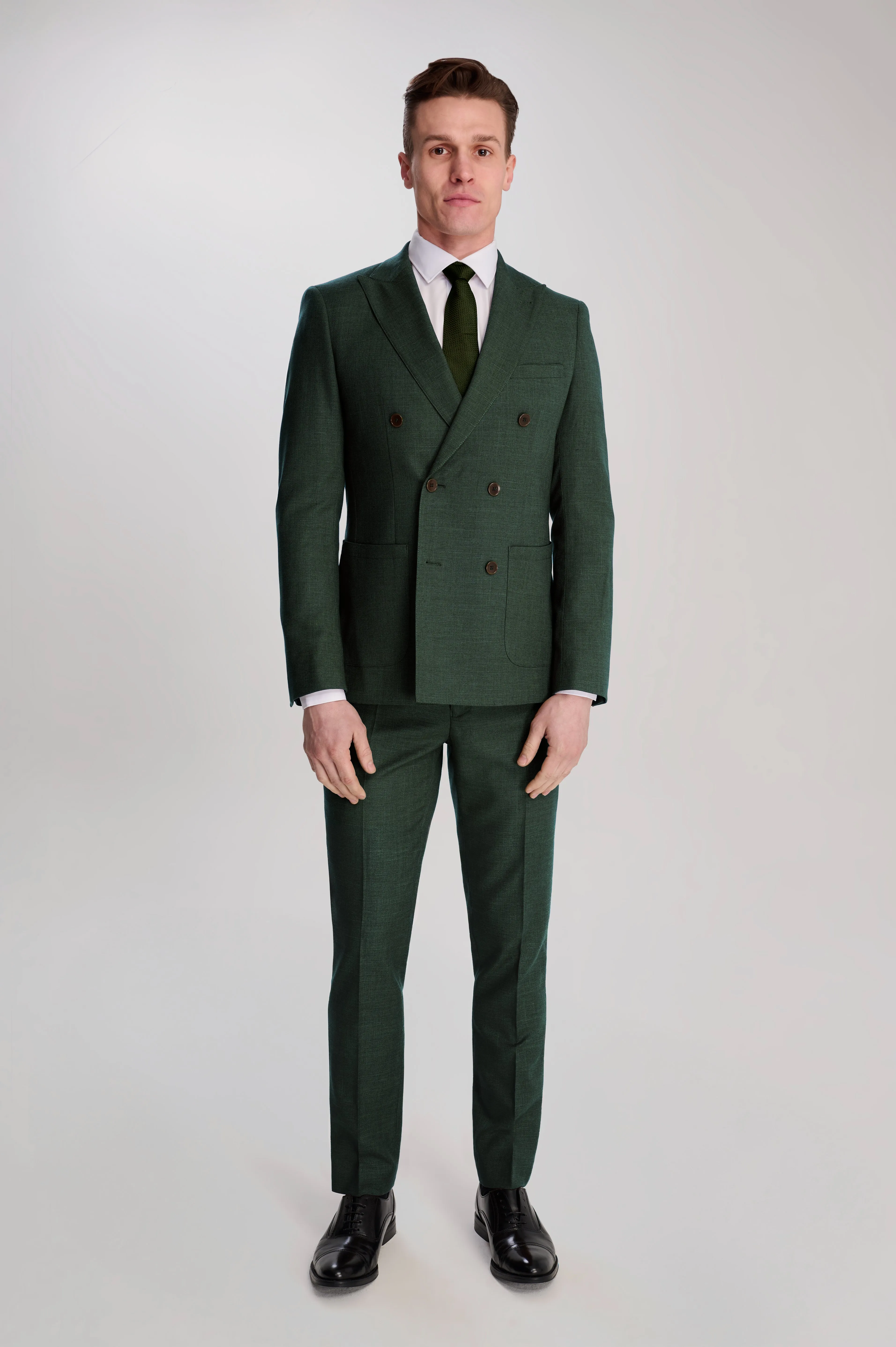 Sandro Linen Look Double Breasted Suit Jacket in Green