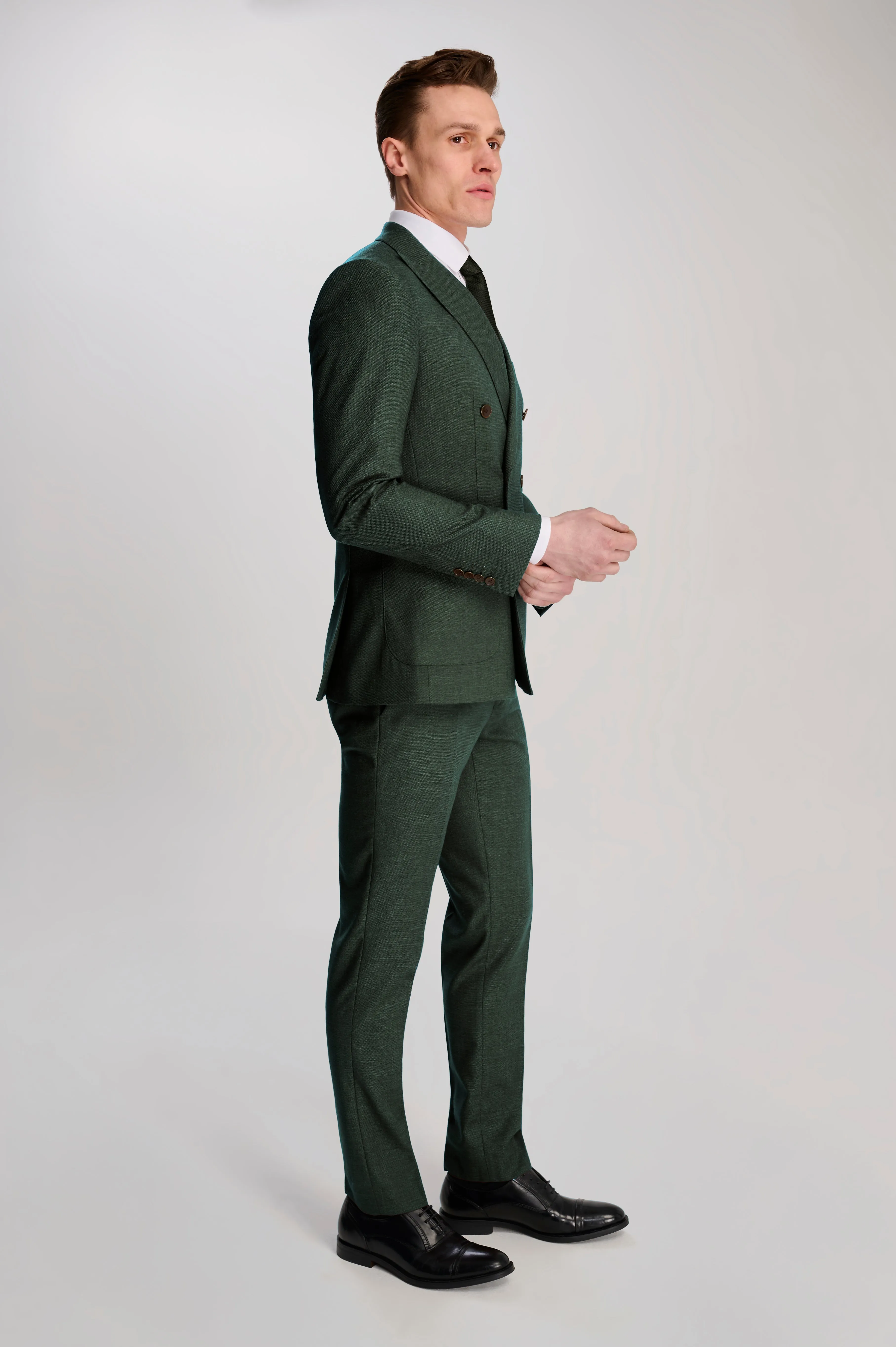 Sandro Linen Look Double Breasted Suit Jacket in Green
