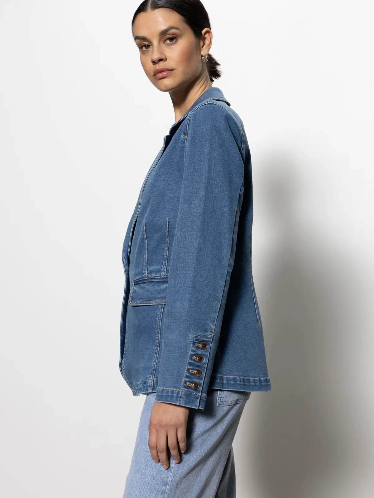 Sculpted Denim Blazer