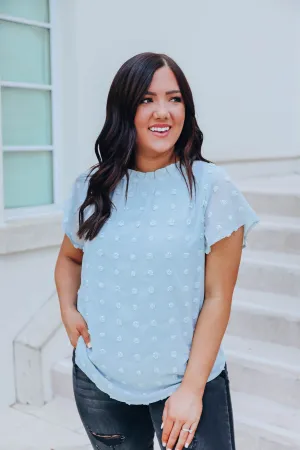 Shaylynn Swiss Dot Chiffon Blouse - Blue- FINAL SALE