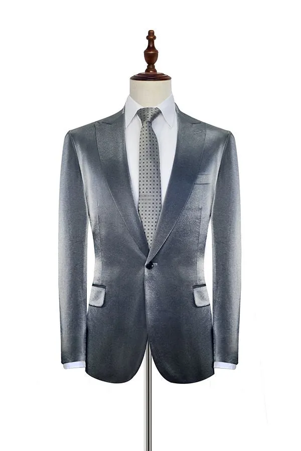 Shiny Silver Prom Suits Glittering Peak Lapel Suits for Men