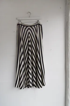 Silk Striped Midi Skirt