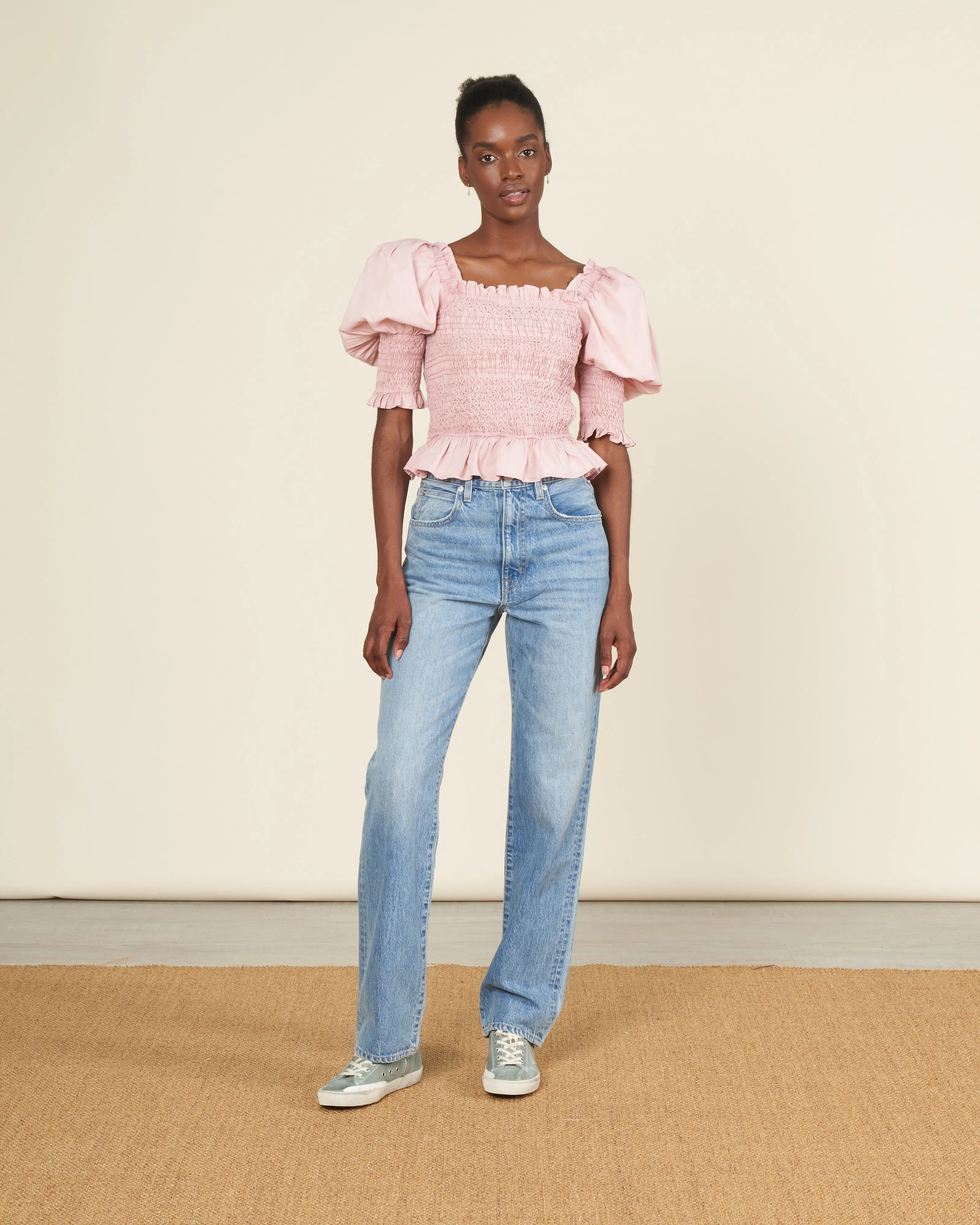 simona puff slv smocked top - blossom