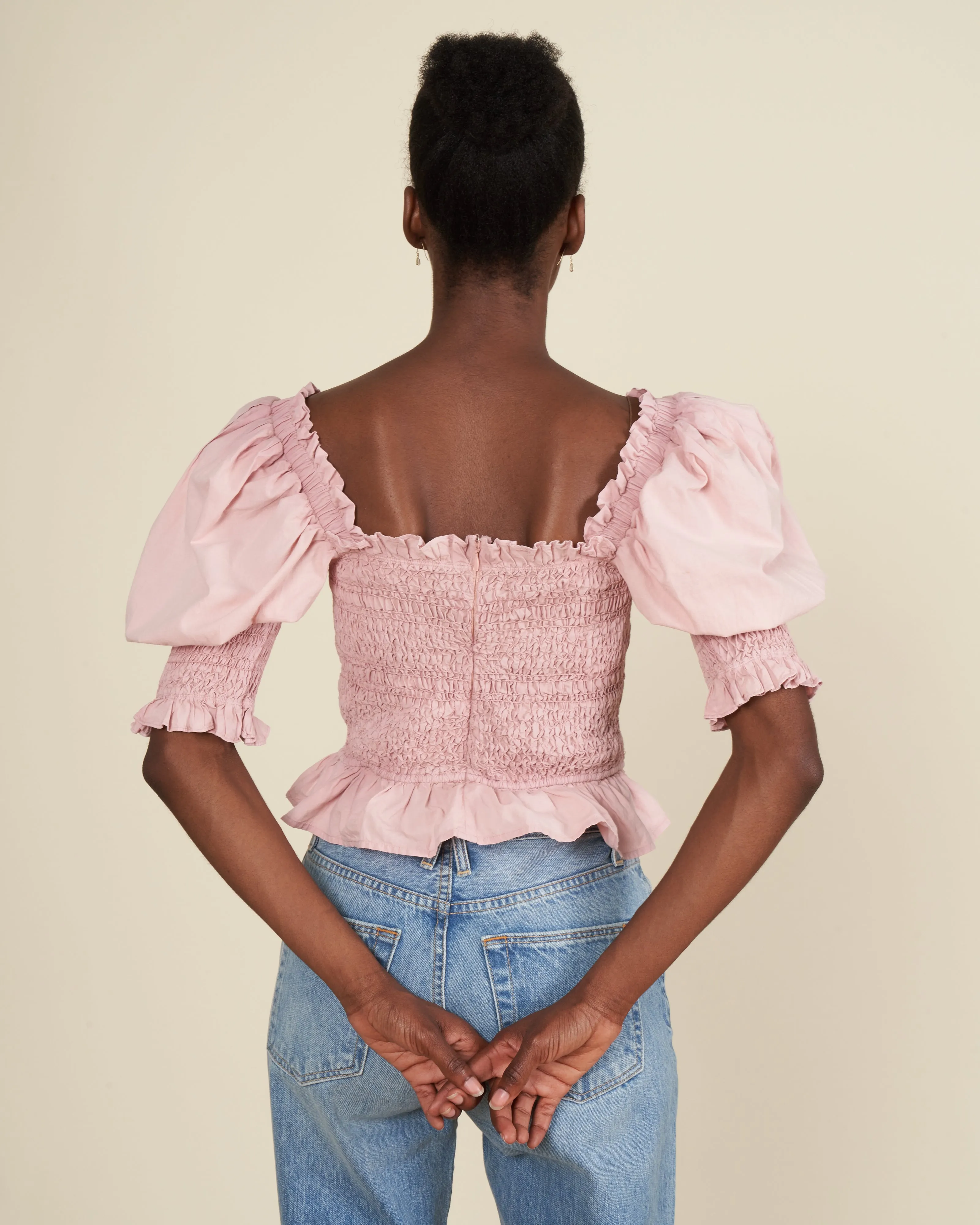 simona puff slv smocked top - blossom