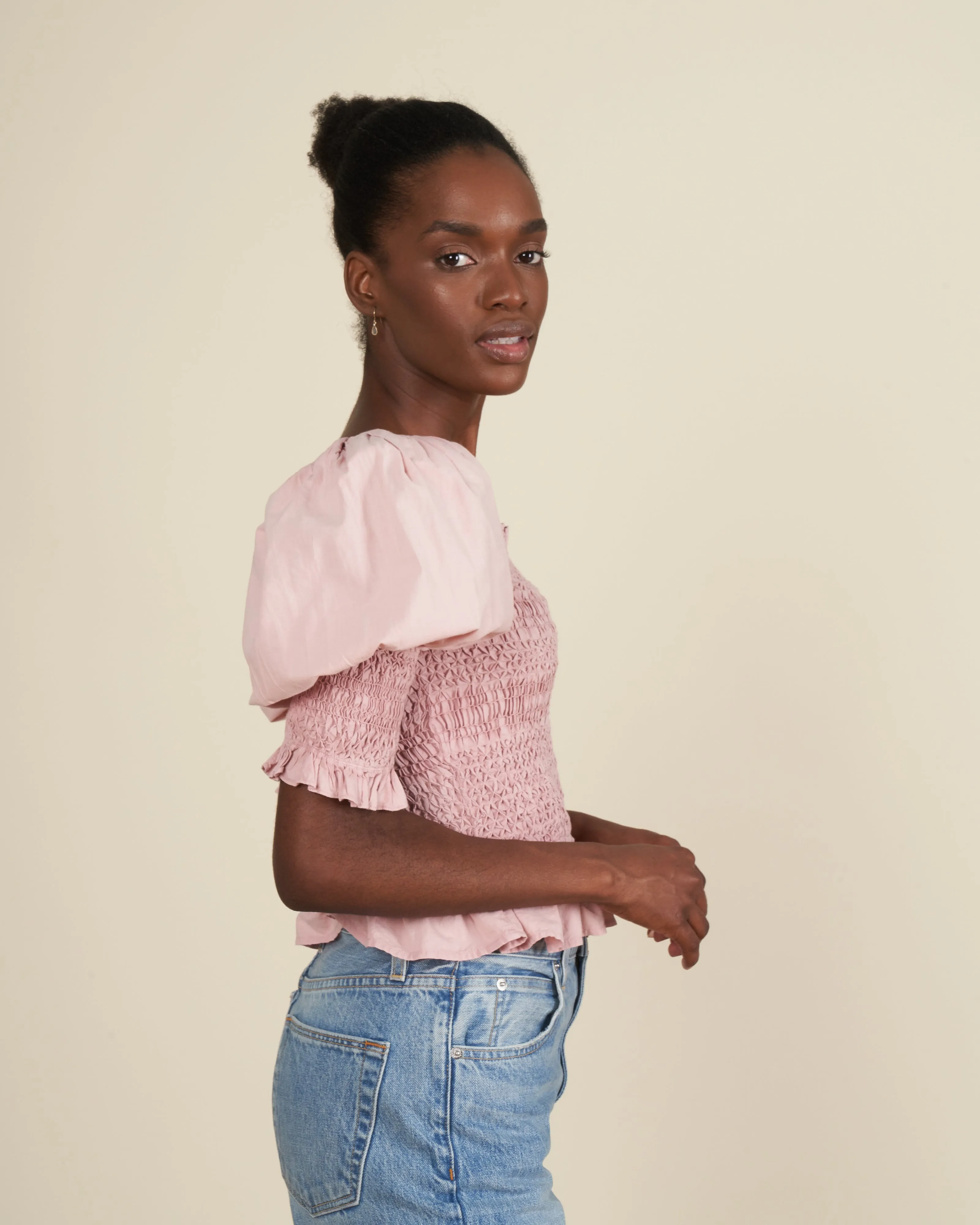 simona puff slv smocked top - blossom
