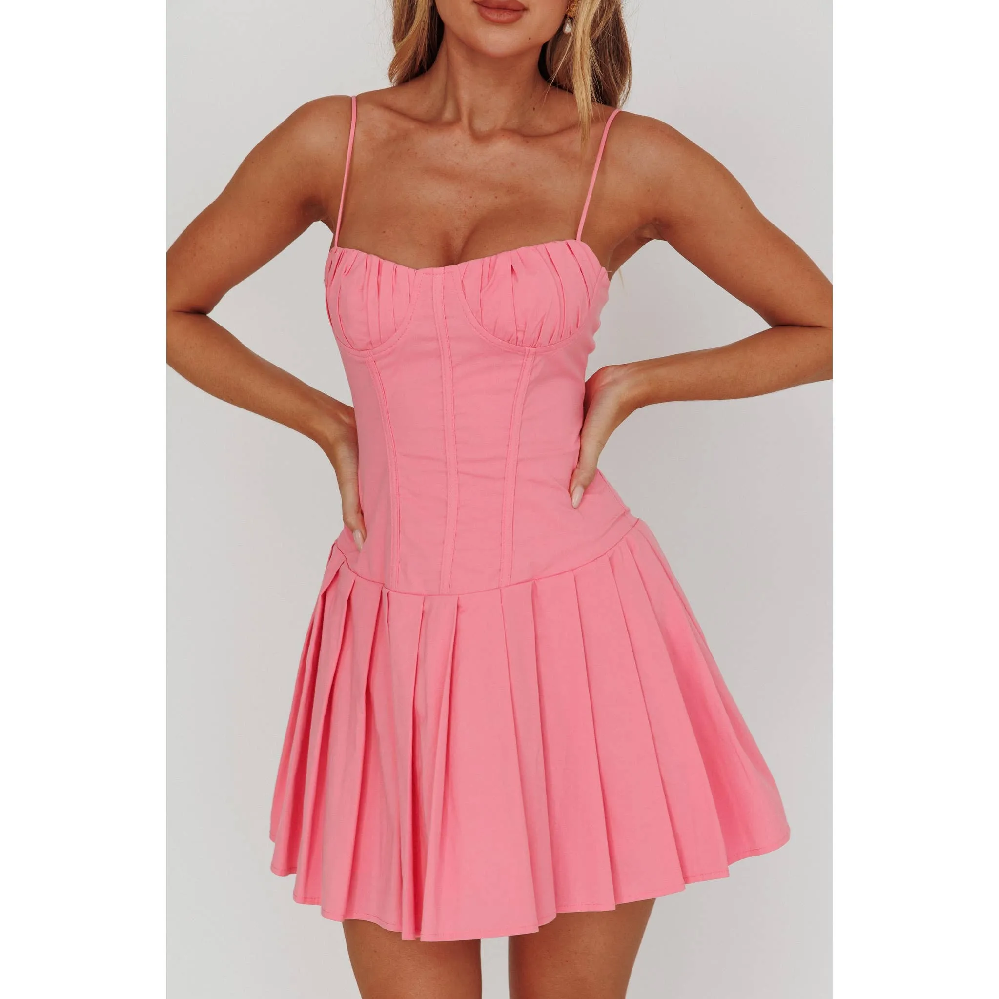 SLEEVELESS CORSET MIDI DRESS