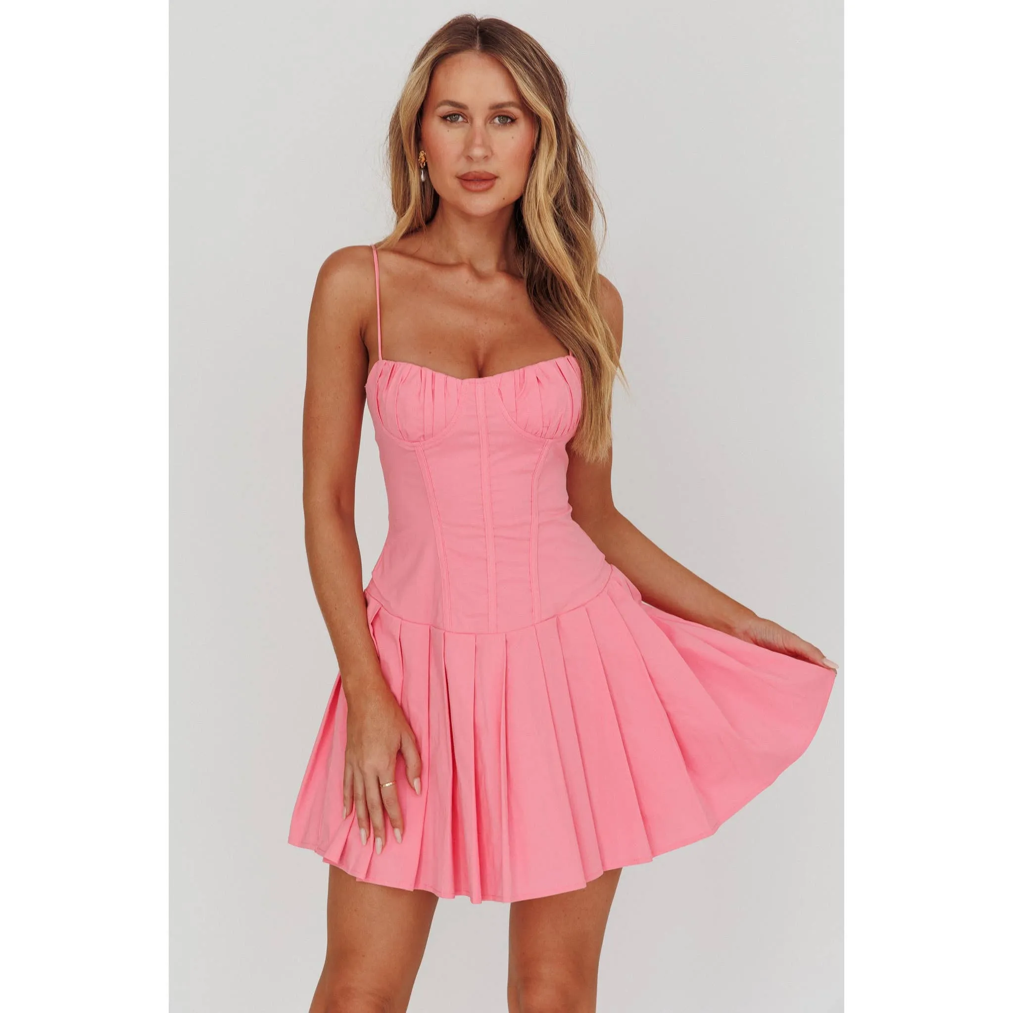 SLEEVELESS CORSET MIDI DRESS