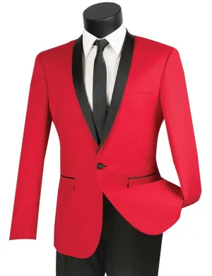 Slim Fit 2 Piece 1 Button Shawl Collar Tuxedo (Red) T-SS