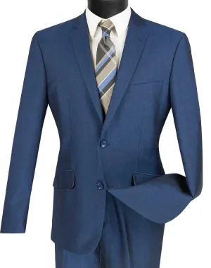 Slim Fit 2 Piece Suit Single Breasted 2 Button Design (Blue) S2RK-7