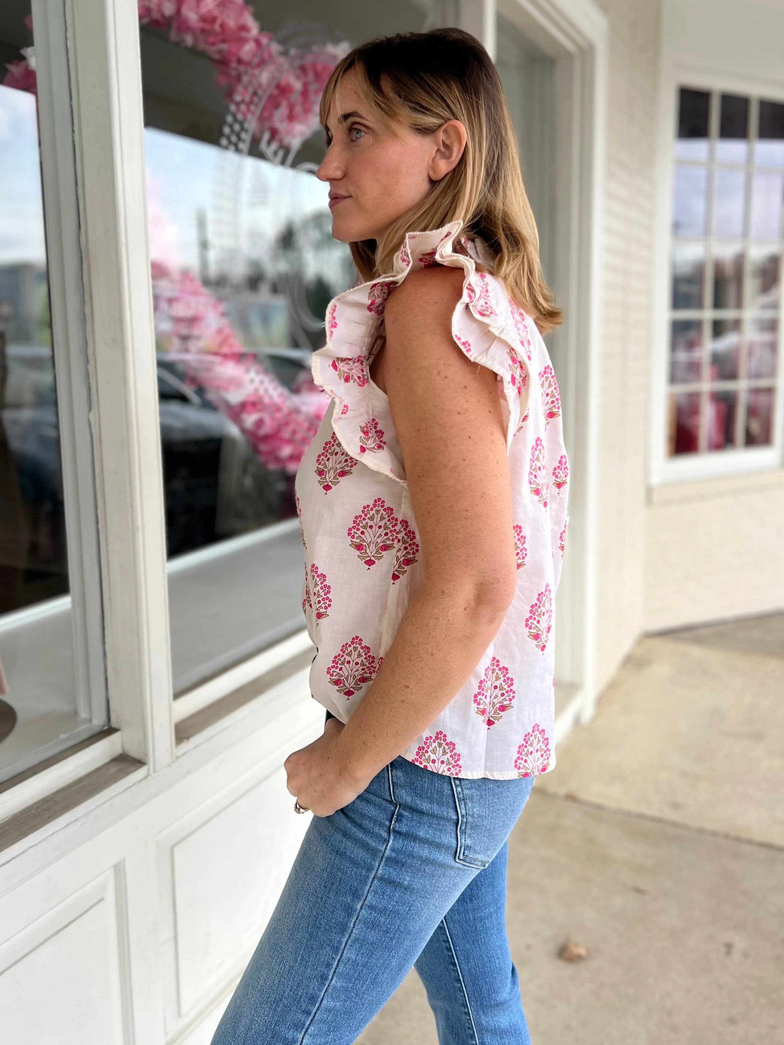 Sophie Floral Ruffle Sleeve Top