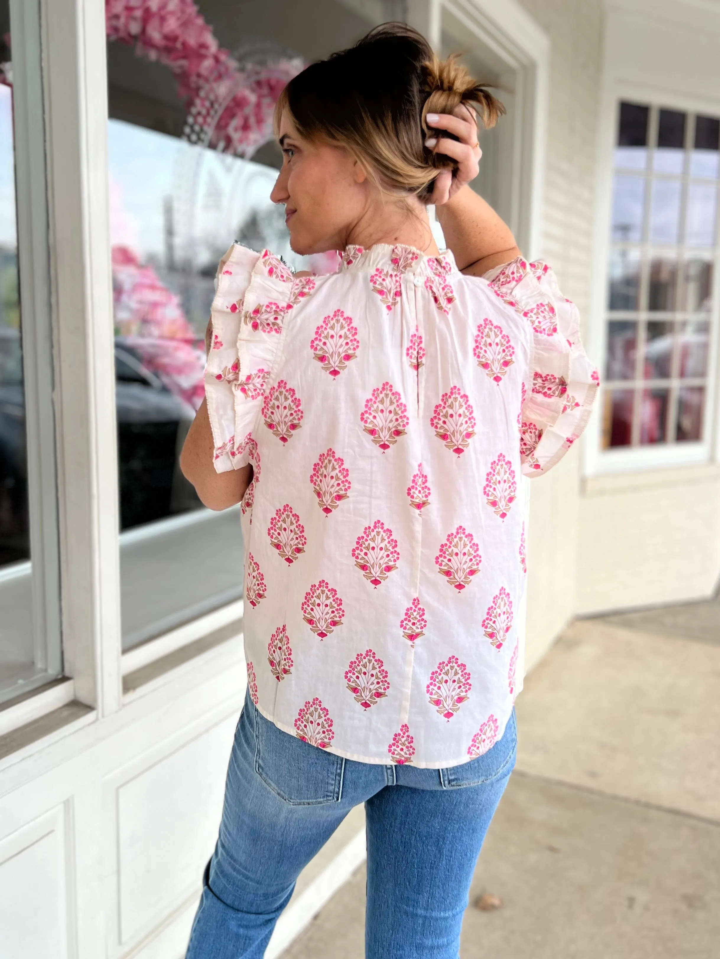 Sophie Floral Ruffle Sleeve Top