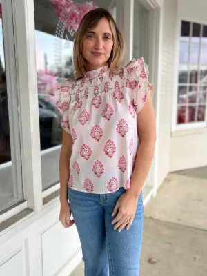 Sophie Floral Ruffle Sleeve Top