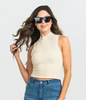 Southern Shirt Mock Neck Tank - Bright White