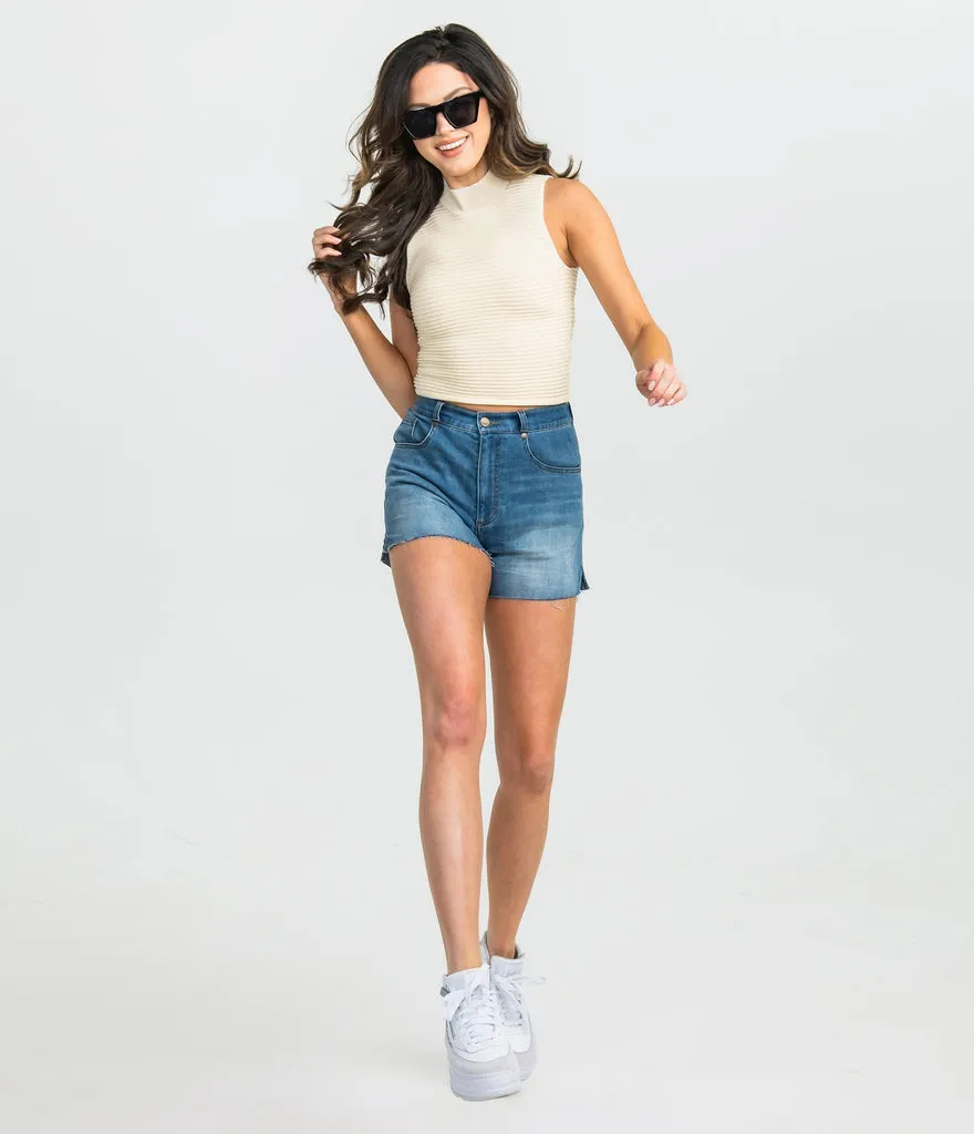 Southern Shirt Mock Neck Tank - Bright White