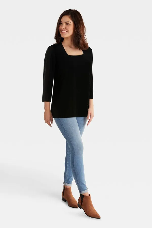 Square Neck Top Style 233185 Black