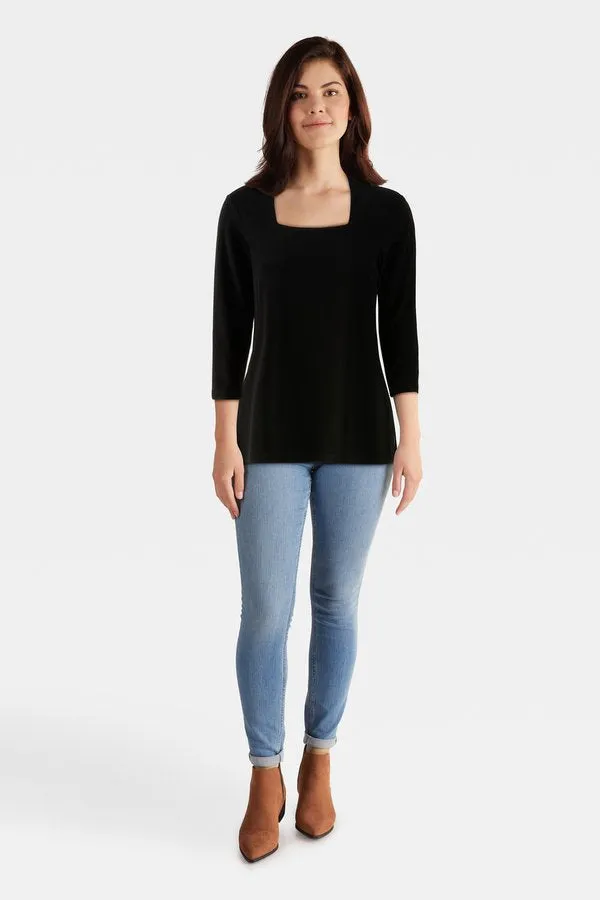 Square Neck Top Style 233185 Black