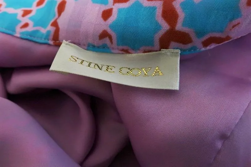 Stine Goya Skirt Marigold Blue/Pink Checkered Poly Size Small Asymmetrical Midi