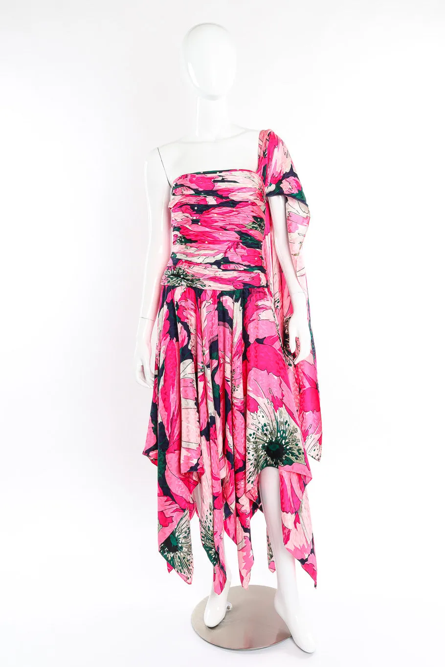 Strapless Floral Sash Flutter Dress
