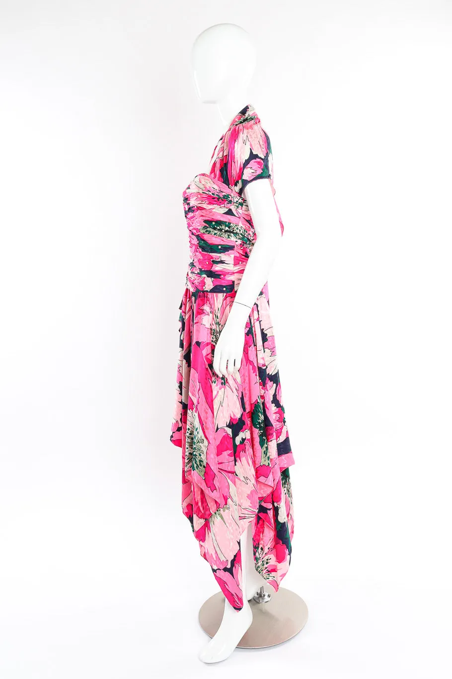 Strapless Floral Sash Flutter Dress