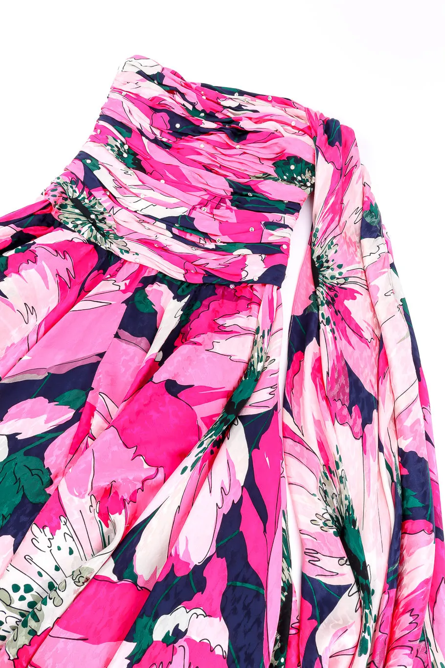 Strapless Floral Sash Flutter Dress