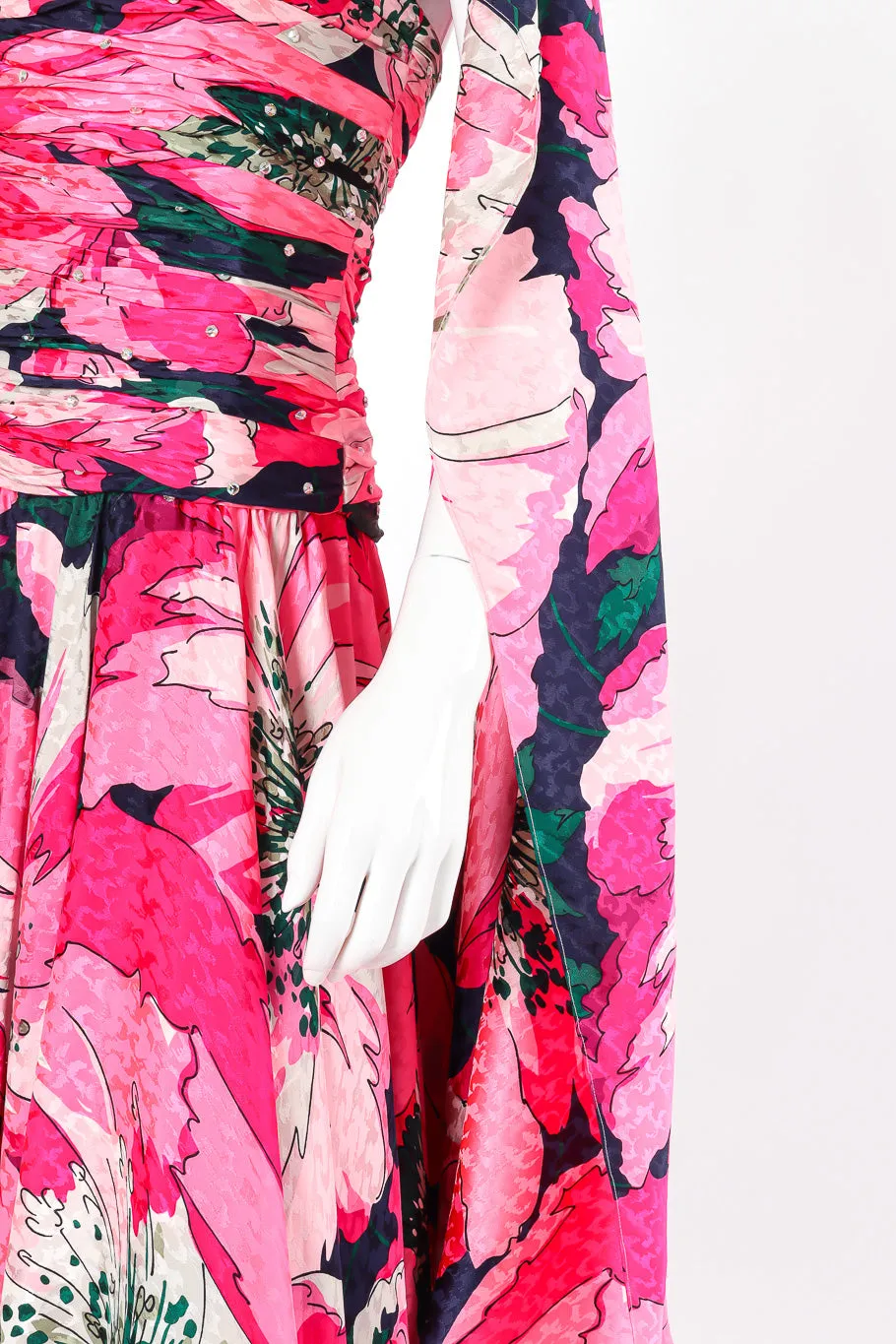 Strapless Floral Sash Flutter Dress