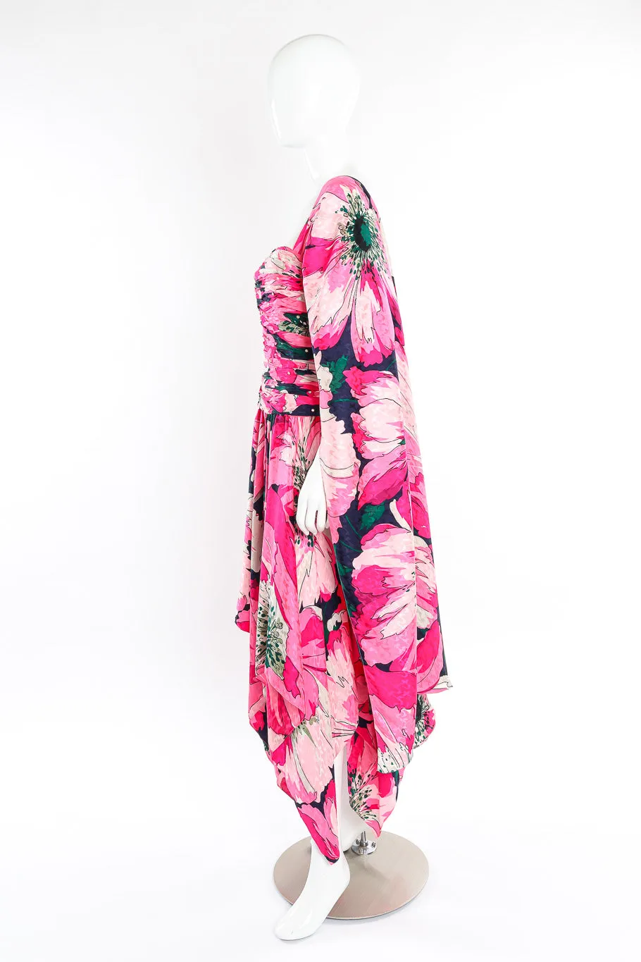 Strapless Floral Sash Flutter Dress