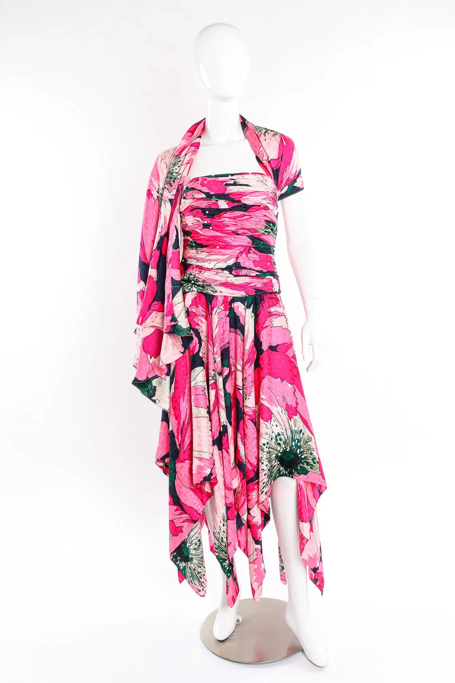 Strapless Floral Sash Flutter Dress