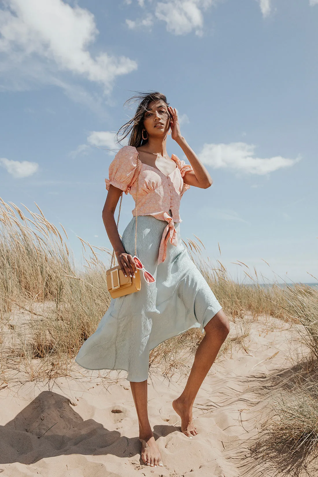 Subtle Zebra Asymmetric Floaty Midi Skirt