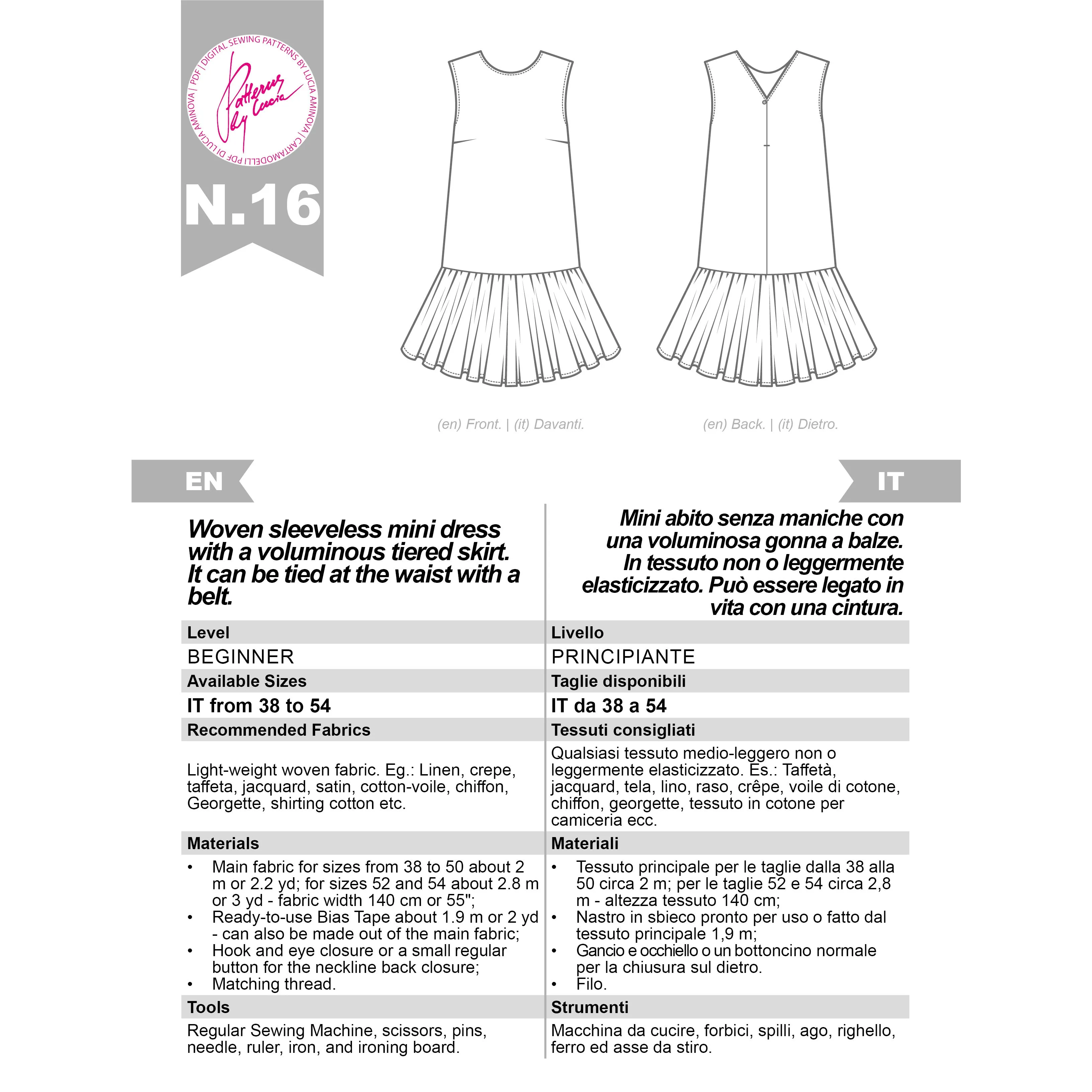 Summer Dress Sewing Pattern N.16
