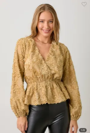 Surplice Neck Peplum Blouse