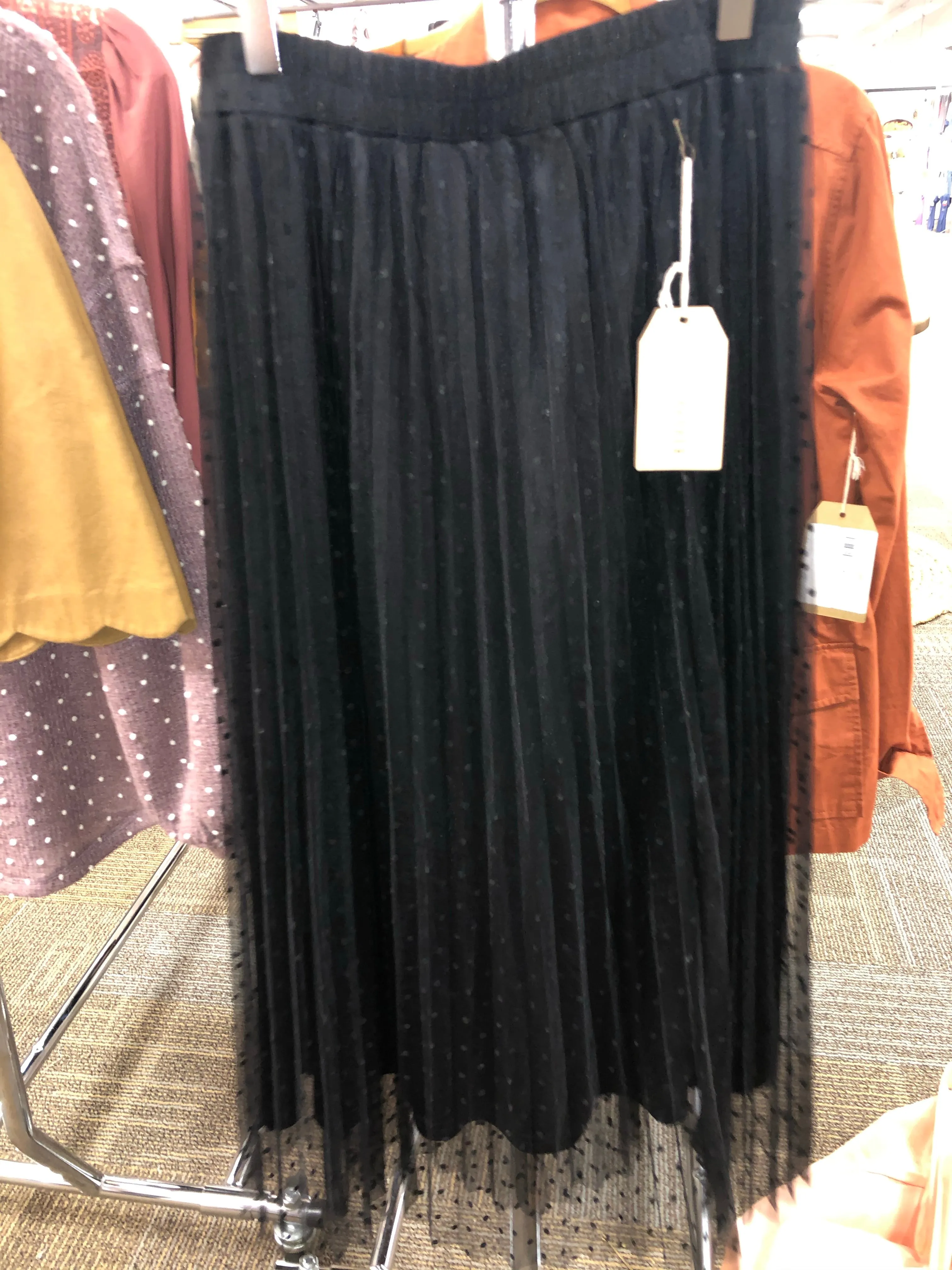 Swiss Dot Midi Skirt in Black
