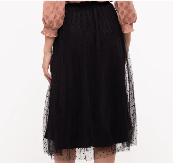 Swiss Dot Midi Skirt in Black