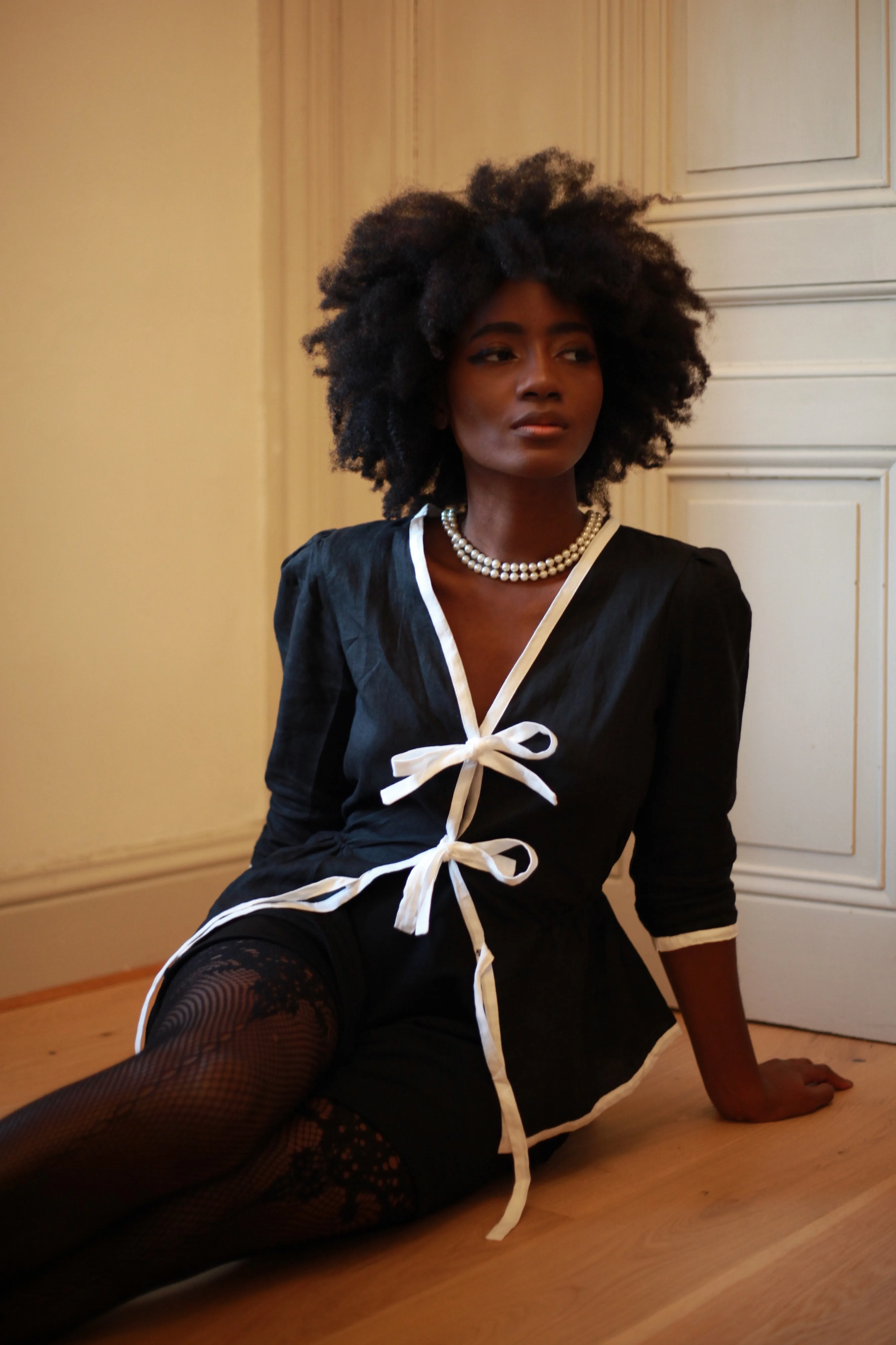Sylvie / Black   Milkly White Linen