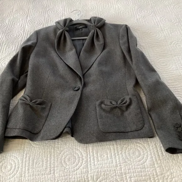 Talbots Kate Fit Wool Blazer Gray One Button Size 12