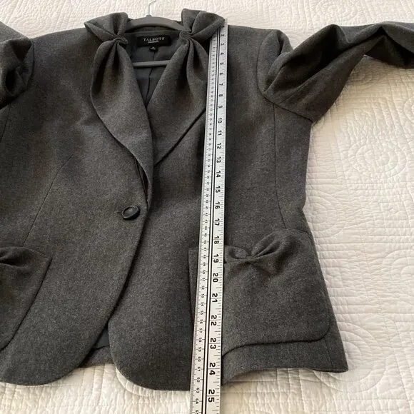 Talbots Kate Fit Wool Blazer Gray One Button Size 12
