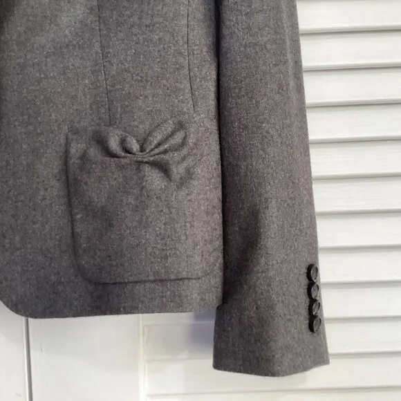 Talbots Kate Fit Wool Blazer Gray One Button Size 12