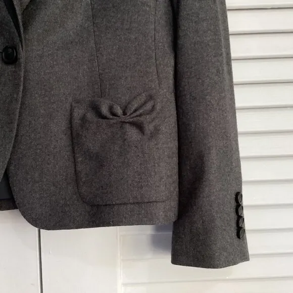 Talbots Kate Fit Wool Blazer Gray One Button Size 12
