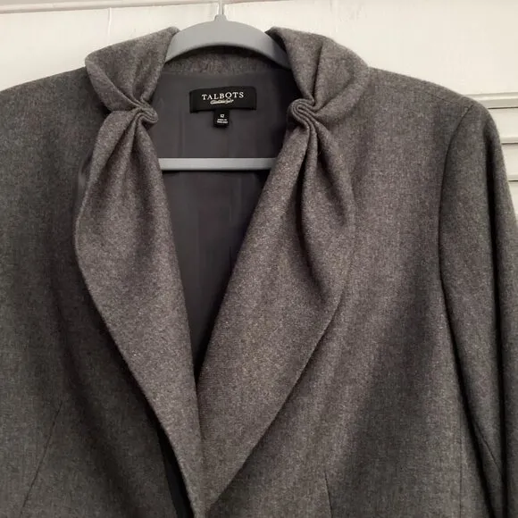 Talbots Kate Fit Wool Blazer Gray One Button Size 12
