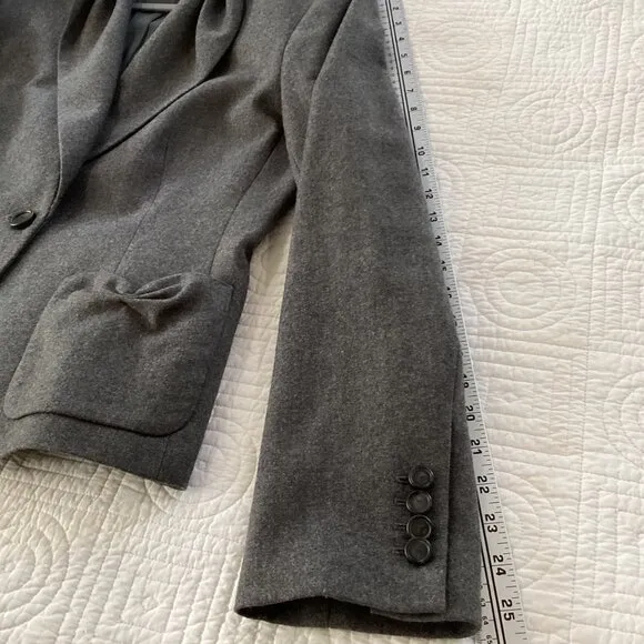 Talbots Kate Fit Wool Blazer Gray One Button Size 12