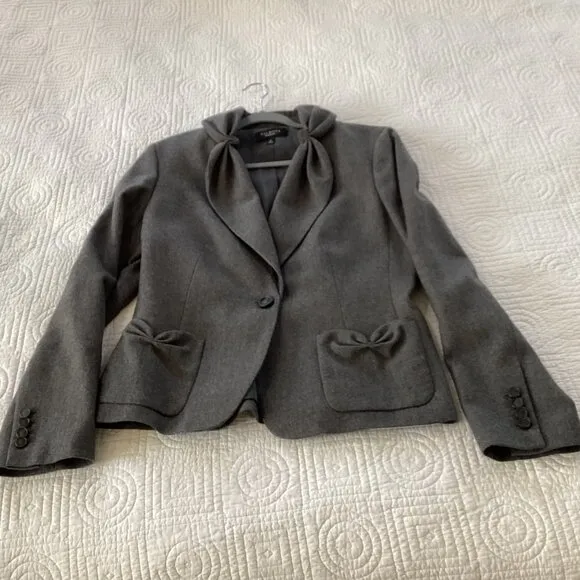 Talbots Kate Fit Wool Blazer Gray One Button Size 12