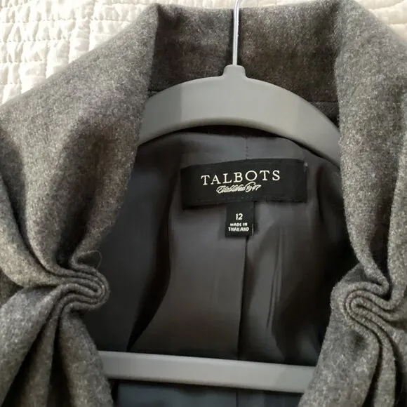 Talbots Kate Fit Wool Blazer Gray One Button Size 12