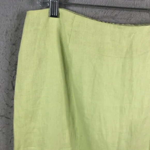 Talbots Skirt Womens 14 Lime Green 100% Linen Midi  Easter Church Office NEW