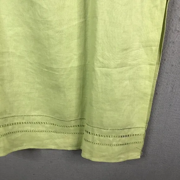 Talbots Skirt Womens 14 Lime Green 100% Linen Midi  Easter Church Office NEW