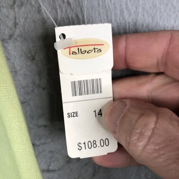 Talbots Skirt Womens 14 Lime Green 100% Linen Midi  Easter Church Office NEW