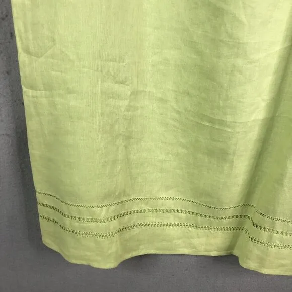 Talbots Skirt Womens 14 Lime Green 100% Linen Midi  Easter Church Office NEW