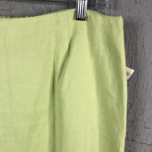 Talbots Skirt Womens 14 Lime Green 100% Linen Midi  Easter Church Office NEW