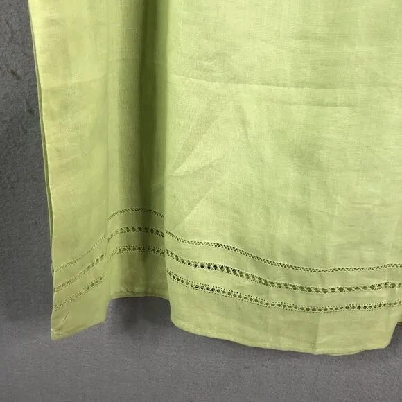 Talbots Skirt Womens 14 Lime Green 100% Linen Midi  Easter Church Office NEW